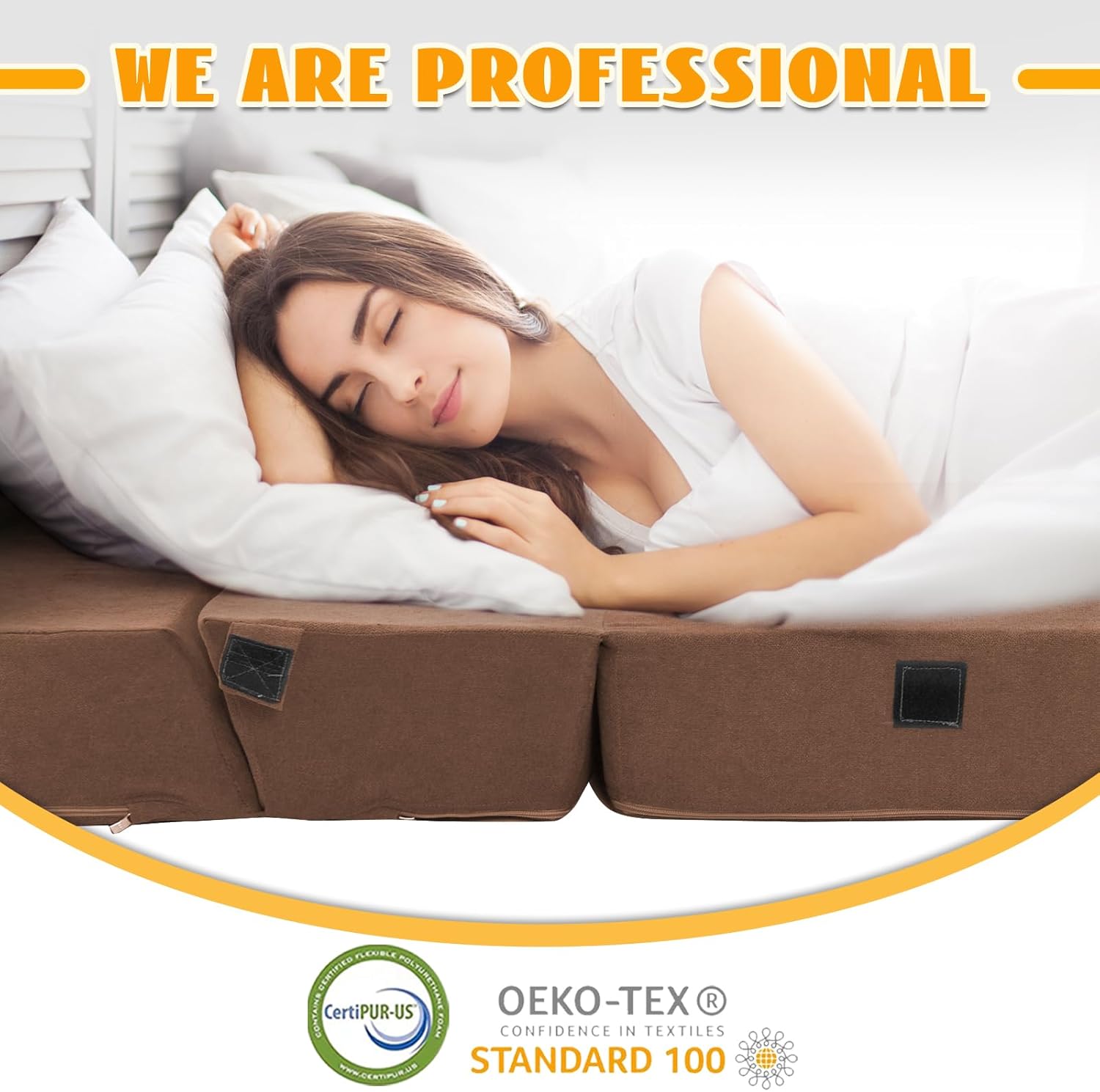 jela Foldable Sofa Bed Large Soft Foam Convertible Sleeper Chair Luxury Miss Fabric Fold Out Chair Bed Floor Couch with Back Support Floor Sofa for Living Room Bedroom (83x33,Coffee Brown)